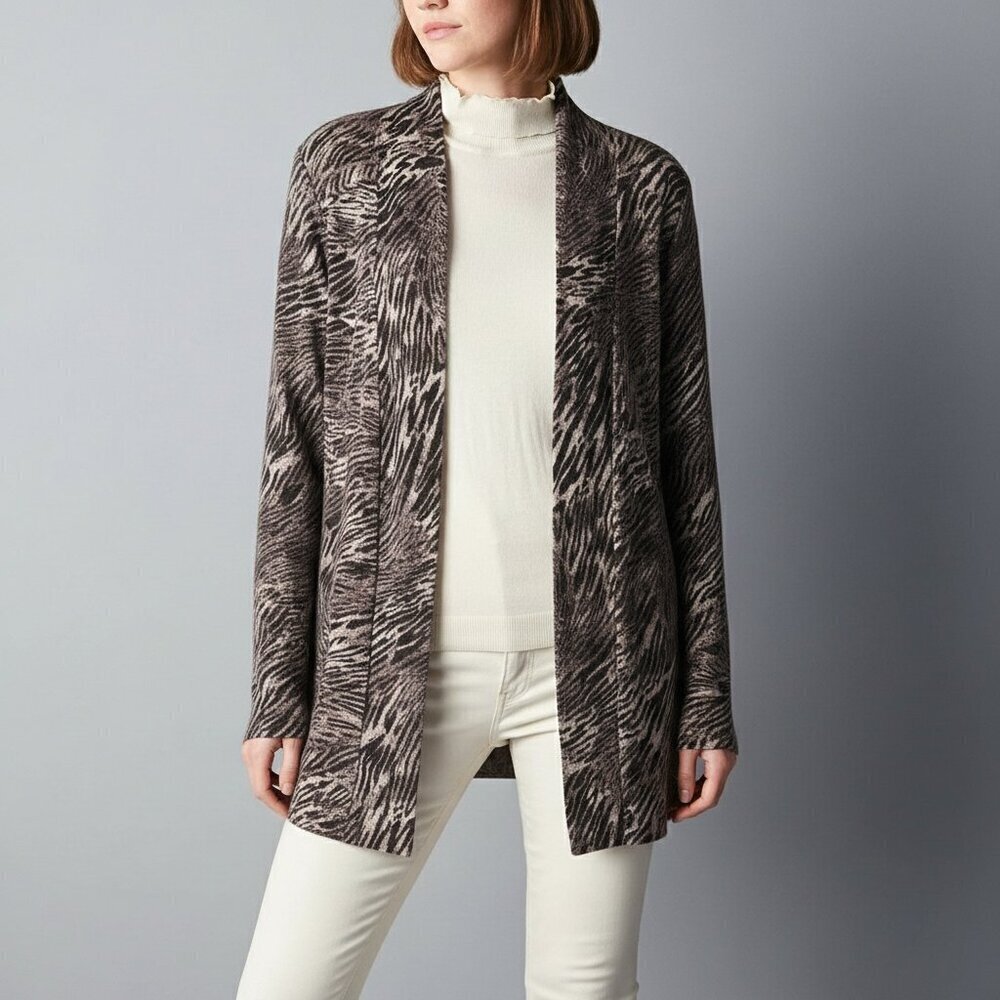 Classique Entier Atelier Silk Cashmere Zebra Print Cardigan L